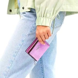Snap Wallet Silver/Metallic Lilac NWT